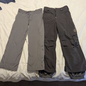 Burton Girl's Ski Embroidered Gray Pants With Inner Layer Pants, L